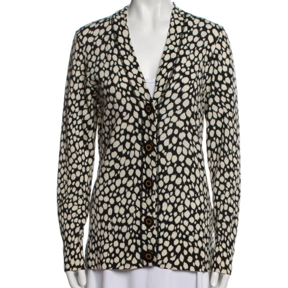 Tory Burch  Black and White Light Wool Cardigan 100% Merino